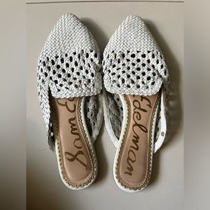 Sam Edelman Navya Woven Flat Mule White Leather size 7.5